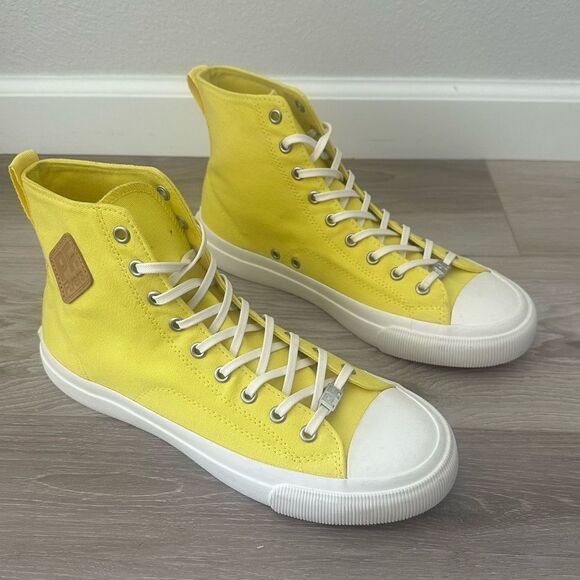 NEW! Pf Flyers Hi All American Aurora Sneaker Canvas Yellow Mens 9.5 Womens 11 - Picture 1 of 10